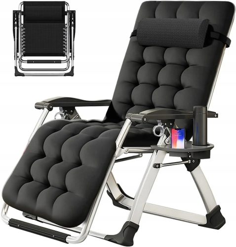 Sonnenliegen und Garten und Terrasse ZERO GRAVITY Liegestuhl, schwarzes Metall