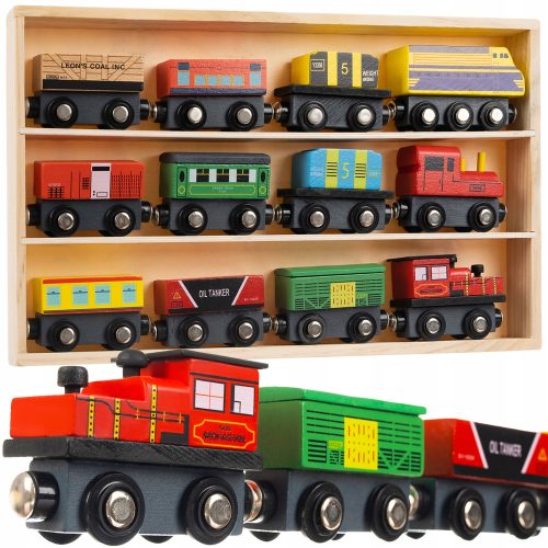  Holzeisenbahn-Magneteisenbahn + Waggons-Lokomotive-Set für Kinder