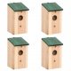  vidaXL Vogelhäuschen 4 Stück aus Holz 12x12x22cm