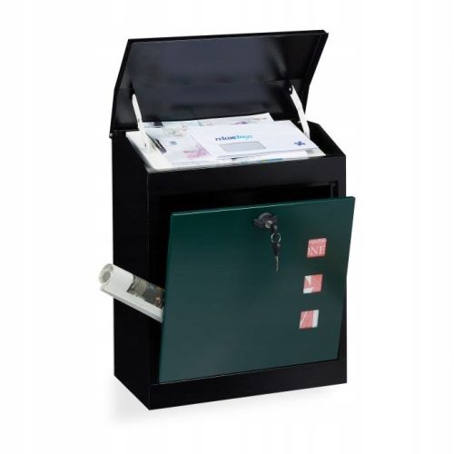 Briefkasten - Relaxdays Briefkasten, Einwurfkasten, schwarz
