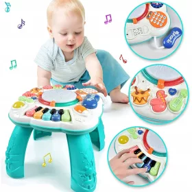    PÄDAGOGISCHER TISCH, INTERAKTIVES MUSIKPLATINE FÜR KINDER, KLAVIER, Trommel