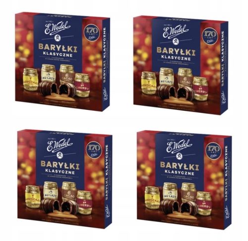 Weihnachtliche Geschenkidee: WEDEL Baryłki Klassische Pralinen mit Alkoholfüllung, 4x200g