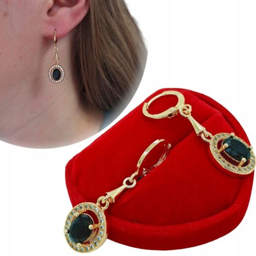  Ellipsen-Hängeohrringe aus Gold, schwarz, elegant, antiallergisch für Damen