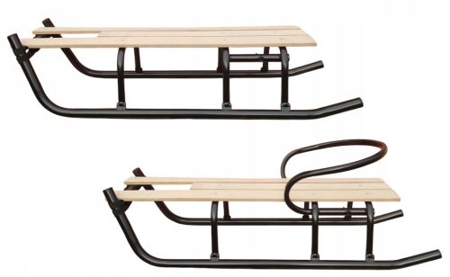  Großer Kinderschlitten mit Rückenlehne, schwarz, stark, 2in1