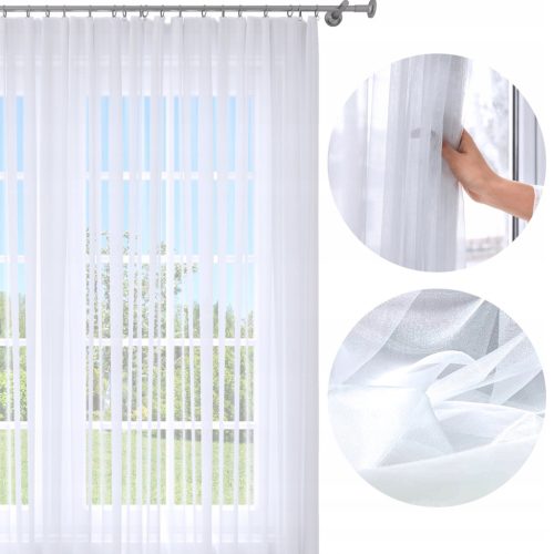  Fertiger Vorhang, 600 x 240 cm, weißer Voile-Vorhang mit Fröschen