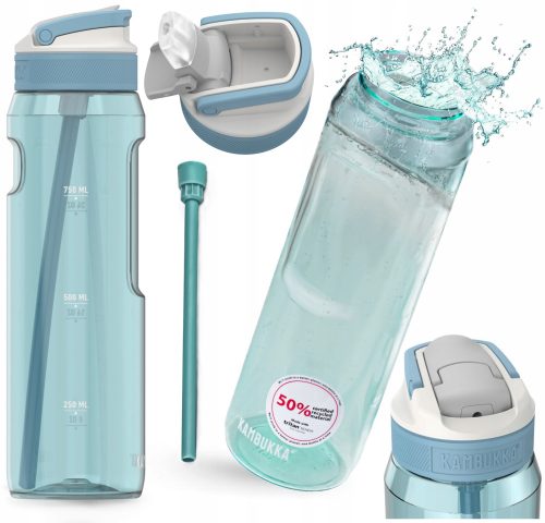  KAMBUKKA Kinderwasserflasche mit Strohhalm und Trinkschnabel, 1 l