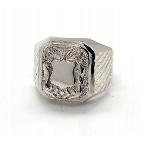  Silberner Wappen-Siegelring zum Gravieren 0,925