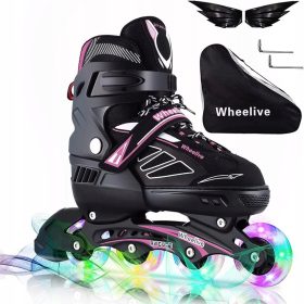    Wheelive verstellbare Inline-Skates, Schwarz und Pink, 43-46