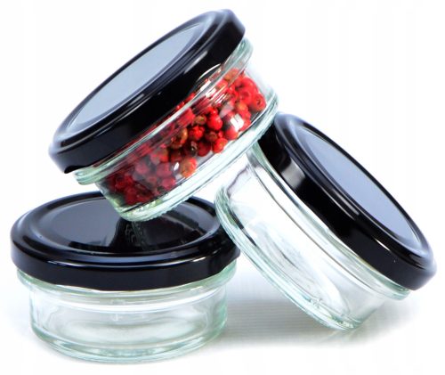 Lebensmittelbehälter Glasdose 65 ml gerade von innen, breit fi66 für Honiggewürze, 10 Stk