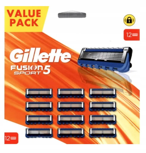  Original Patronen für Gillette Fusion 5 Sport Rasierer, 12 Stück, Großpackung