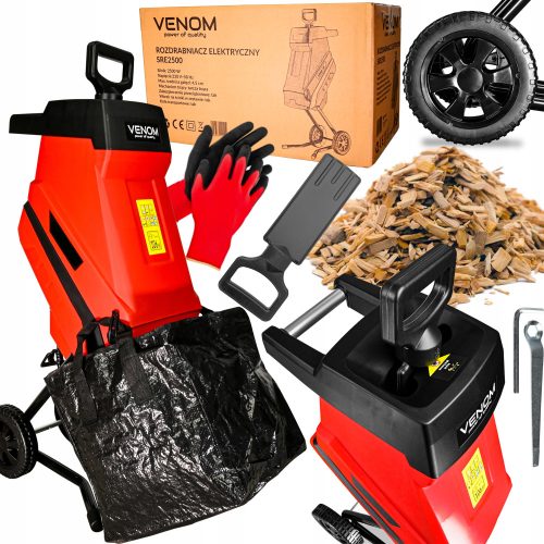 Zerkleinerer für Äste, Holz und Rinde Solider Zweig-Häcksler, elektrisch, Venom Premium Turbo, 3500 W