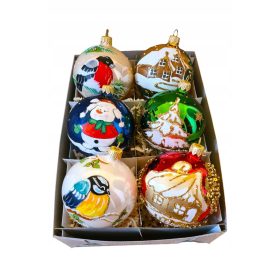 BOMBKI CHOINKOWE SZKLANE DEKOROWANE 8 cm.