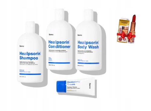 Zestaw Hermz Healpsorin 500 ml szampon + 500 ml odżywka + 500 ml żel + krem