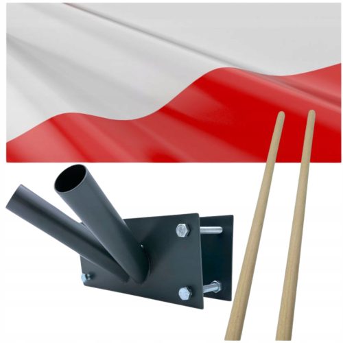  POLNISCHE FLAGGE + BALKON-FAHNENHALTER DOPPELTER ANTHRAZIT-BALKON-SET