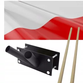    POLNISCHE FLAGGE + FLAGGENHALTER FÜR BALKON DOPPELBALKON-SET, SCHWARZ