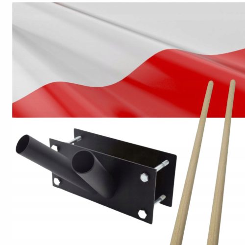  POLNISCHE FLAGGE + FLAGGENHALTER FÜR BALKON DOPPELBALKON-SET, SCHWARZ
