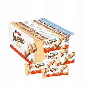   Kinder Bueno White - Helle Schokolade und Haselnusscreme Wafer 39g (30 Stück)