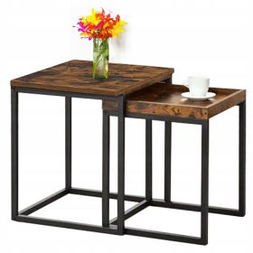    LoftInspired Praven quadratischer Couchtisch 50 x 50 x 50,5 cm gealterte Eiche