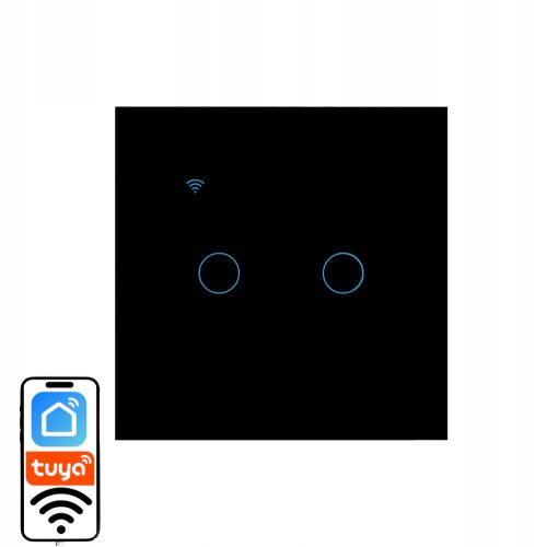 SCHALTER GLAS WIFI LICHTSCHALTER SCHWARZ DOPPEL TUYA SMART FI60