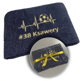    PERSONALISIERTES HANDTUCH FÜR EINEN FUSSBALLSPIELER, GESCHENK, DICKES HANDTUCH 70X140, NAME