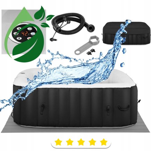 Whirlpool, Garten-Whirlpool Quadratischer aufblasbarer Hydromassage-Pool Uniprodo 600 l