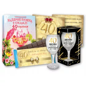    Geschenkset zum 40. Geburtstag für eine Frau, GEBURTSTAGSGLAS, ZUBEHÖR