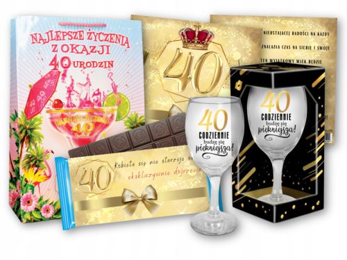  Geschenkset zum 40. Geburtstag für eine Frau, GEBURTSTAGSGLAS, ZUBEHÖR