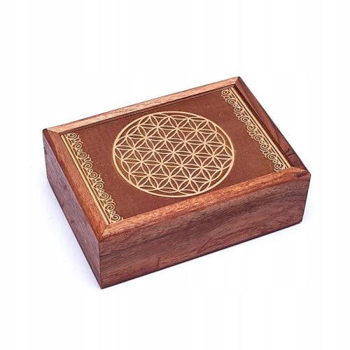  Tarotkartenbox mit eingravierter Blume des Lebens