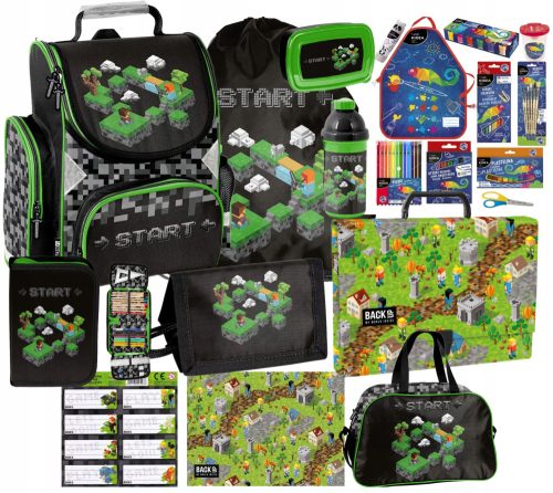  20-TEILIGES SET SCHULE SCHULTASCHE MINECRAFT BLEISTIFTTASCHE SPORTTASCHE