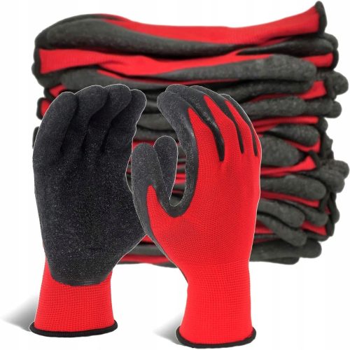 ROTE Handschuhe Latexbeschichtete Arbeitshandschuhe Größe 9 - L 10 Paar