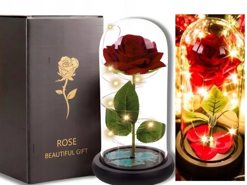 Blumen und Blumenkästen zum Valentinstag Ewige Rose in einer LED-leuchtenden Geschenkbox aus Glas