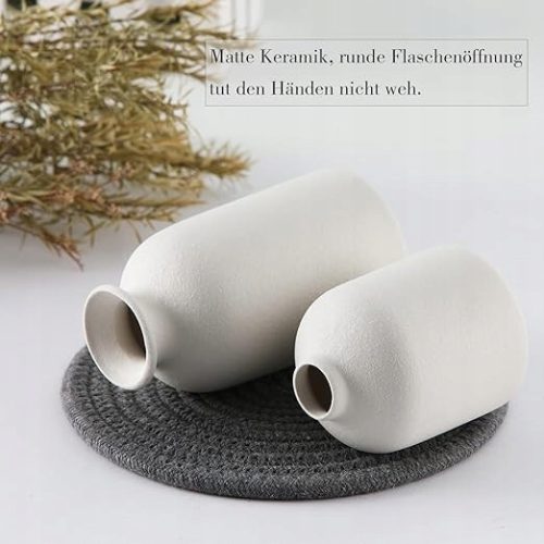 Set von 2 kleinen dekorativen Keramikvasen im rustikal-modernen Stil