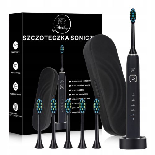  SONIC ELEKTRISCHE ZAHNBÜRSTE HEELLY 6 SPITZEN STARKES IPX-GEHÄUSE