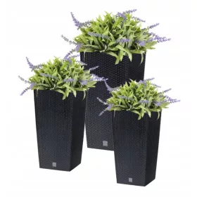    Prosperplast Blumentopf 22 cm x 22 x 42 cm Durchmesser 10 cm Kunststoff in Grau- und Silbertönen + 2 weitere Produkte