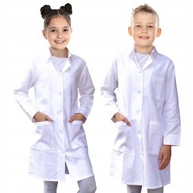  Weiße Arztschürze für Kinder mit Knöpfen, Größe 30