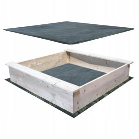Gartensandkasten aus Holz 118x118x22, 2 Planen