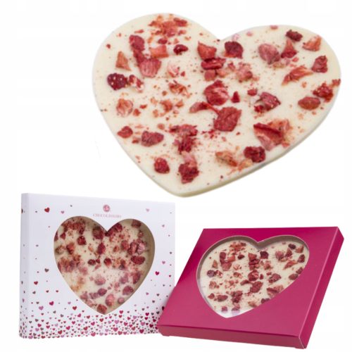 Weißes Schokoherz mit Erdbeerstücken: Ein perfektes Geschenk