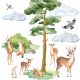  Wandtattoos für Kinder Wald Waldtiere Fuchs Hirsch