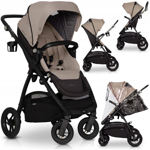  KINDERWAGEN, UMWANDELBARER SITZ 0–22 kg, GROSSE AUFGEBLASENE RÄDER + ZUBEHÖR