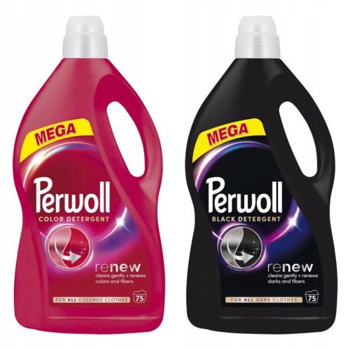  Perwoll Renew Black Color Waschflüssigkeit für Schwarz und Farbe, 2 x 3,75 l, 150 Wäschen
