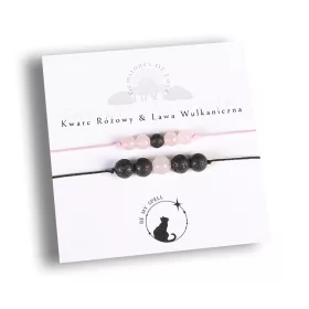    Ein Set Armbänder für befreundete Paare, Naturstein, Rosenquarz und Lava