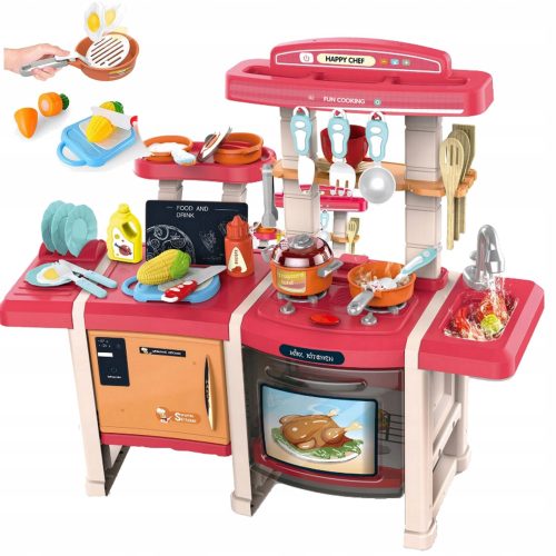  Große Kinderküche, Licht, Ton, Wasserband, Dampfbrenner, Töpfe, Zubehör