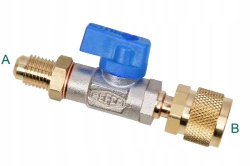 Kugelhahn für REFCO-Schläuche rot. 1/4 SAE-5/16 SAE