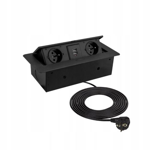 Design Light Verlängerungskabel 1,5 m, 2 Stk. Steckdosen, schwarz