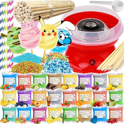 Cameleon Zuckerwattemaschine Set rote Zuckermaschine 24x 100g rote Beutel 450 W + 2 weitere Produkte