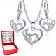  Silber-Set aus Kette und Ohrringen 925 Triple Heart LOVE