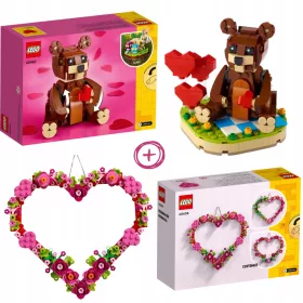    LEGO Creator 40638 herzförmige Dekoration + LEGO ICONS 404624 Valentinstag-Lego-Teddybär für Mädchen als Geschenkbär Valentinstag-Braunbär