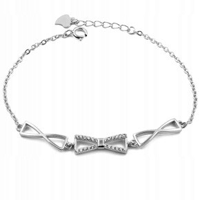  Silbernes Schleifenarmband mit kubischen Zirkonen
