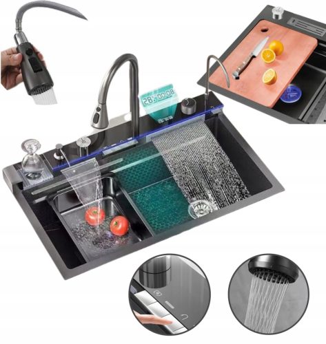 Primado SmartGadgets Einzelbeckenspüle, schwarzer Stahl