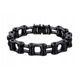 Herrenarmband - Fahrradkette, Edelstahl 14mm/21cm - Schwarz